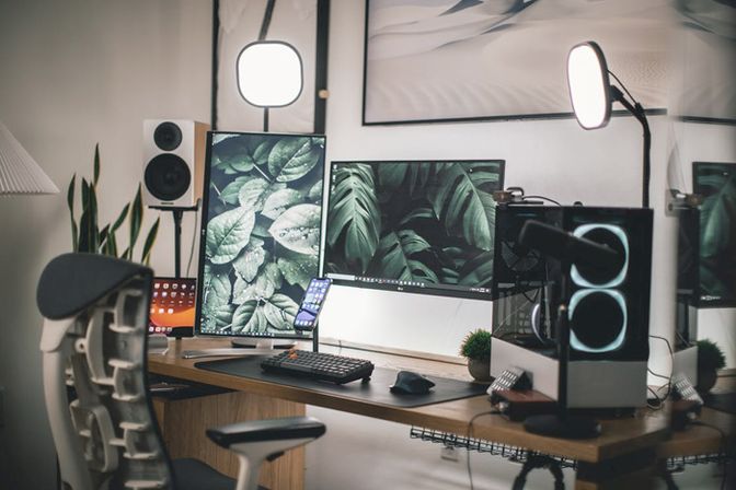 https://www.pexels.com/photo/black-flat-screen-computer-monitor-on-white-wooden-desk-7238759/